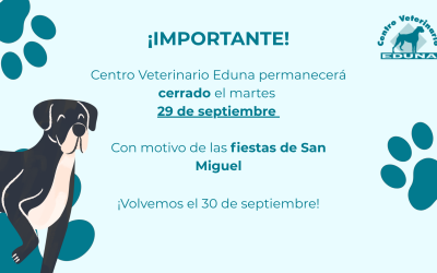 Fiestas de San Miguel 2026: Centro Veterinario Eduna permanecerá cerrado el 29 de septiembre